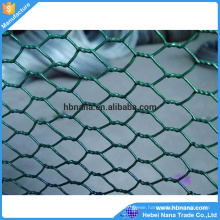 Green PVC coated hexagonal wire mesh common chicken wire use / Electro galvanized poultry wire fence
